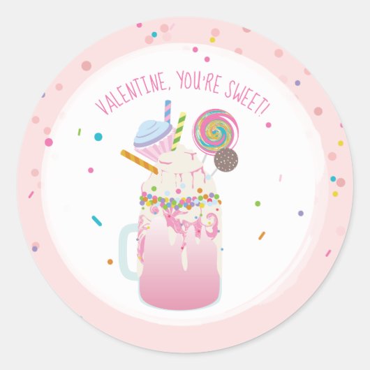Je bent Sweet Valentijn Crazy Milkshake Sprinkles Ronde Sticker (Voorkant)