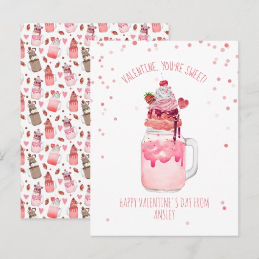 Je bent Sweet Valentijn Snoep Love Milkshake Briefkaart (Voorkant / Achterkant)