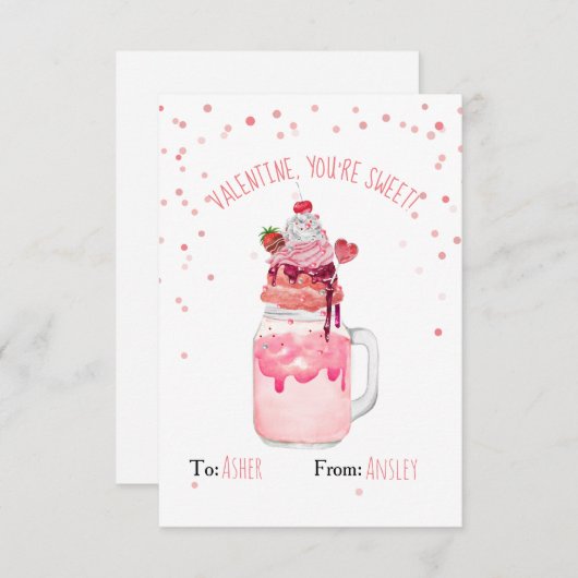 Je bent Sweet Valentijn Strawberry Crazy Milkshake (Voorkant / Achterkant)