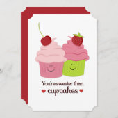 Je bent Sweeter dan Cupcakes Valentijnsdag Flat Feestdagenkaart (Voorkant / Achterkant)