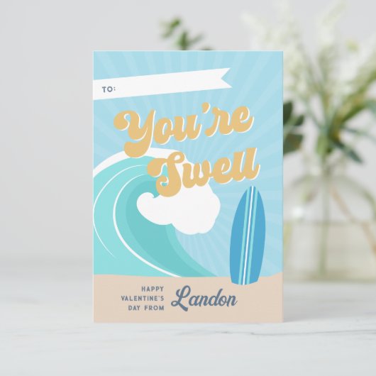 Je bent Swell Surfer Classroom Valentijnsdag Kaart (Staand voorkant)