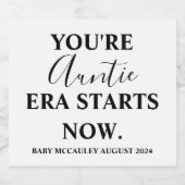 Je bent tante tijdperk begint grappig Baby aankond Sparkling Wijnetiket (Enkel label)