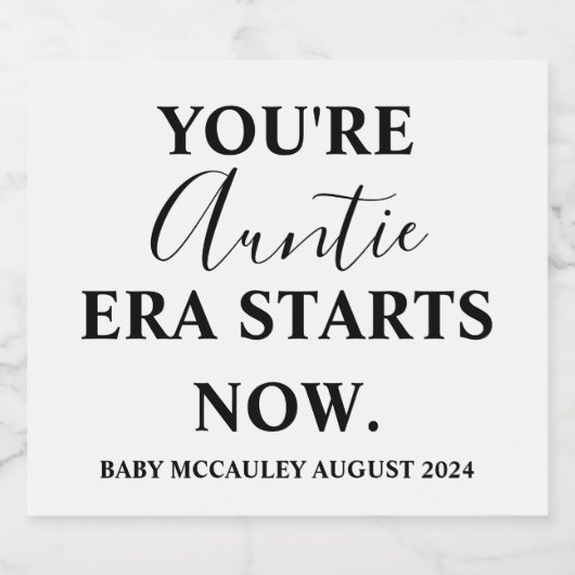 Je bent tante tijdperk begint grappig Baby aankond Sparkling Wijnetiket (Enkel label)