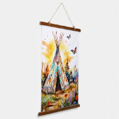 Je bent thuis! Kleurrijke TeePee met Wildflowers Hangend Wandkleed (Gebogen)