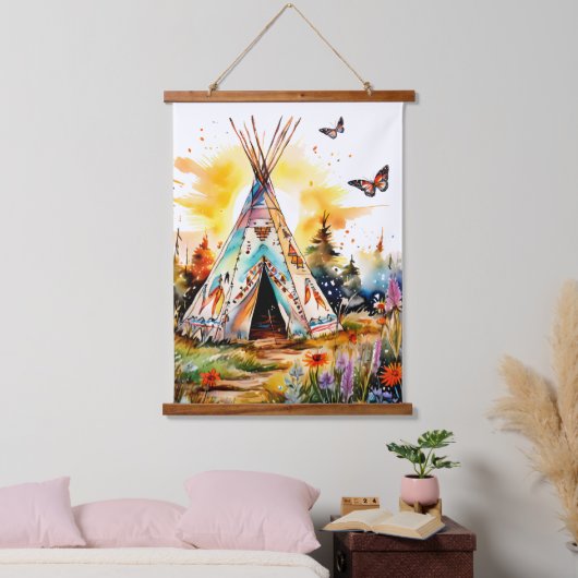 Je bent thuis! Kleurrijke TeePee met Wildflowers Hangend Wandkleed (Slaapkamer)