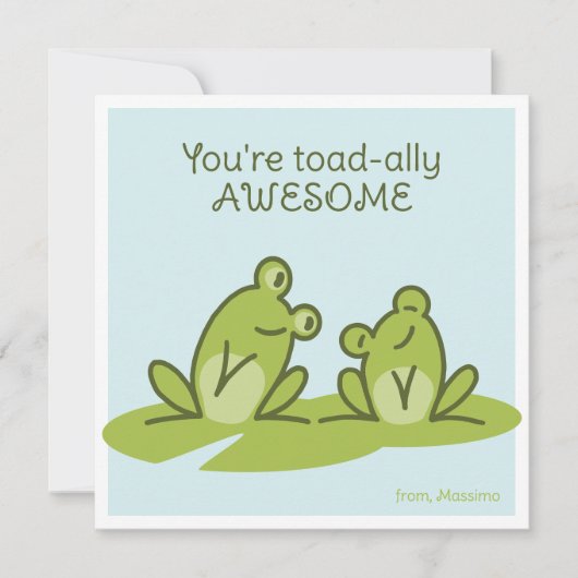 Je bent Toad-ally Geweldige Groene Valentijn Bedankkaart (Voorkant)