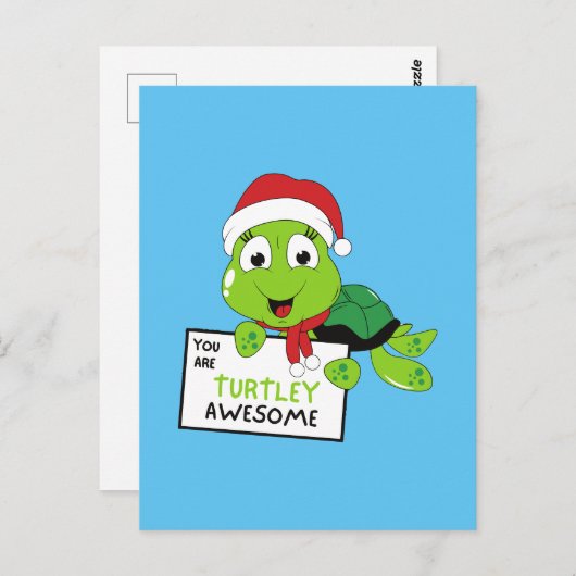 Je bent Turtley Geweldige Funny Turtle Puns Blue Briefkaart (Voorkant / Achterkant)