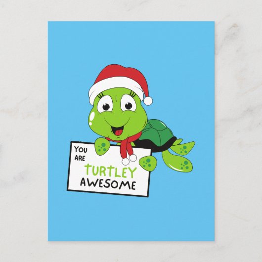 Je bent Turtley Geweldige Funny Turtle Puns Blue Briefkaart (Voorkant)