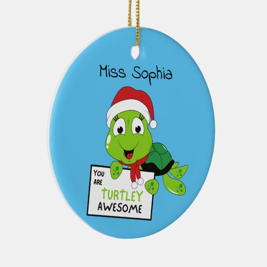 Je bent Turtley Geweldige Funny Turtle Puns Blue Keramisch Ornament (Rechts)