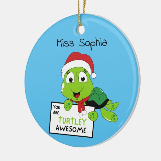 Je bent Turtley Geweldige Funny Turtle Puns Blue Keramisch Ornament (Links)