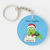 Je bent Turtley Geweldige Funny Turtle Puns Blue Sleutelhanger (Voorkant)
