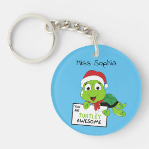Je bent Turtley Geweldige Funny Turtle Puns Blue Sleutelhanger