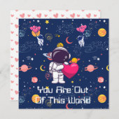 Je bent uit deze wereld! - Valentijn met ruimtethe Feestdagenkaart (Voorkant / Achterkant)