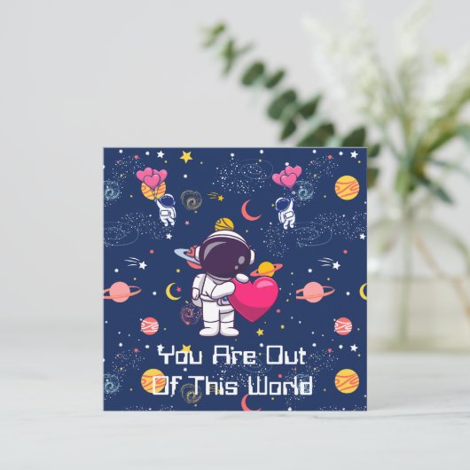 Je bent uit deze wereld! - Valentijn met ruimtethe Feestdagenkaart (Staand voorkant)