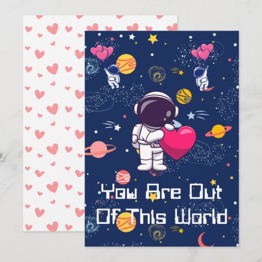 Je bent uit deze wereld! - Valentijn met ruimtethe Feestdagenkaart (Voorkant / Achterkant)