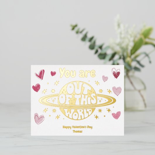 Je bent uit deze wereld Valentijnsdag goud Folie Feestdagen Briefkaart (Staand Voorkant)