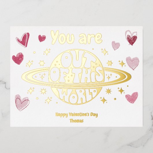 Je bent uit deze wereld Valentijnsdag goud Folie Feestdagen Briefkaart (Voorkant)