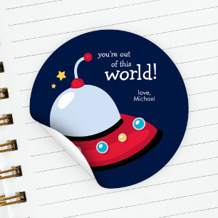 "Je bent uit deze wereld" Valentijnse Kinder schoo Ronde Sticker
