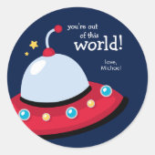 "Je bent uit deze wereld" Valentijnse Kinder schoo Ronde Sticker (Voorkant)