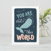 Je bent uit deze wereld. Valentijnse  ruimteschop Feestdagenkaart (Staand voorkant)