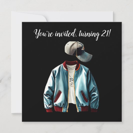 Je bent uitgenodigd, 21 wordt! kaart (Voorkant)