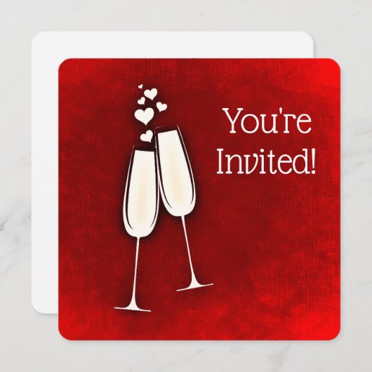 Je bent uitgenodigd 50th Jubileum champagne harten Kaart (Voorkant / Achterkant)
