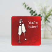 Je bent uitgenodigd 50th Jubileum champagne harten Kaart (Staand voorkant)