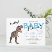 Je bent uitgenodigd Baby shower Boy Dinosaur Aankondiging (Staand voorkant)