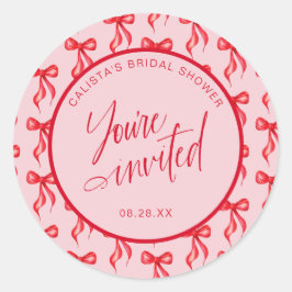 Je bent uitgenodigd Bow Vrijgezellenfeest Envelope Ronde Sticker