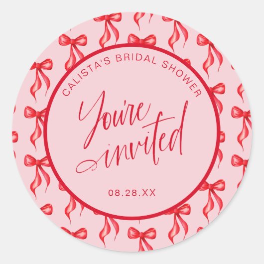 Je bent uitgenodigd Bow Vrijgezellenfeest Envelope Ronde Sticker (Voorkant)