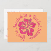 Je Bent Uitgenodigd Bruiloft Feest Roze Hibiscus B Uitnodiging Briefkaart (Voorkant / Achterkant)