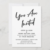 "Je bent uitgenodigd" Calligrafie Moderne bruiloft Kaart (Voorkant)