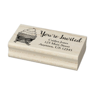 Je bent uitgenodigd Cupcake Bridal Baby shower Spr Rubberstempel