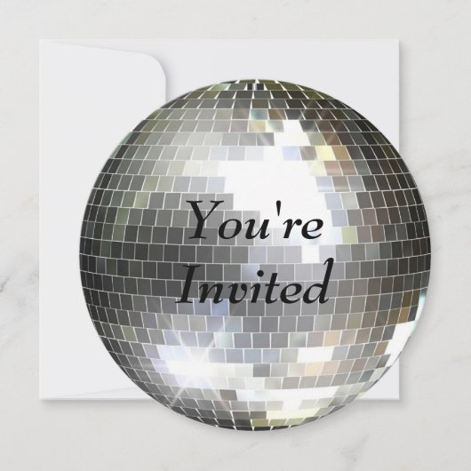 Je bent uitgenodigd - Disco Bal Kaart (Voorkant)