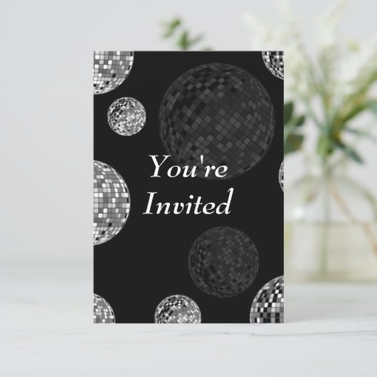 Je bent uitgenodigd - Disco Balls Kaart (Staand voorkant)