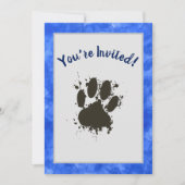 Je bent uitgenodigd Dog Paw Party Blue Waterverf Kaart (Voorkant)