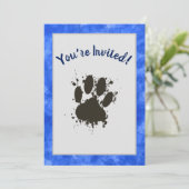 Je bent uitgenodigd Dog Paw Party Blue Waterverf Kaart (Staand voorkant)