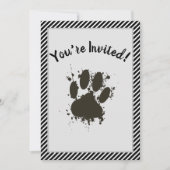 Je bent uitgenodigd Dog Paw Party Stripes Patroon Kaart (Voorkant)