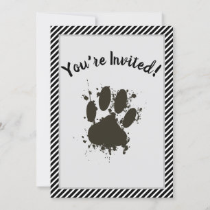 Je bent uitgenodigd Dog Paw Party Stripes Patroon Kaart