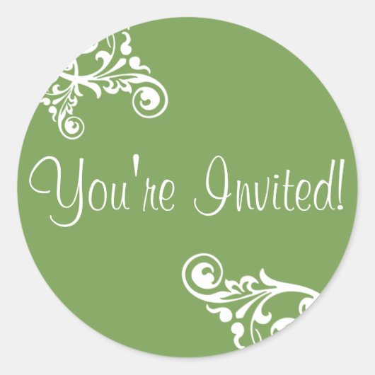 Je bent uitgenodigd Flourish Envelope Sticker Seal (Voorkant)