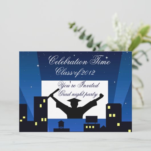 Je bent uitgenodigd, Graduation party_ Kaart (Staand voorkant)