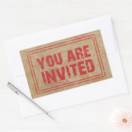 Je bent uitgenodigd griezelige stempel rechthoekige sticker (Envelop)