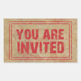 Je bent uitgenodigd griezelige stempel rechthoekige sticker