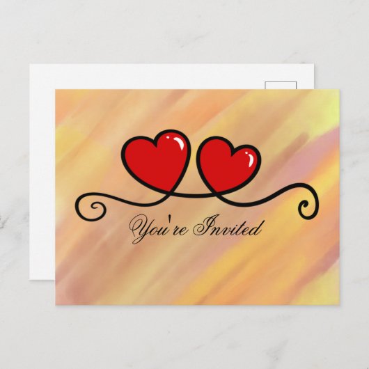 Je bent uitgenodigd - Harten Uitnodiging Briefkaart (Voorkant / Achterkant)