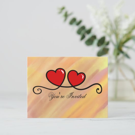 Je bent uitgenodigd - Harten Uitnodiging Briefkaart (Staand voorkant)