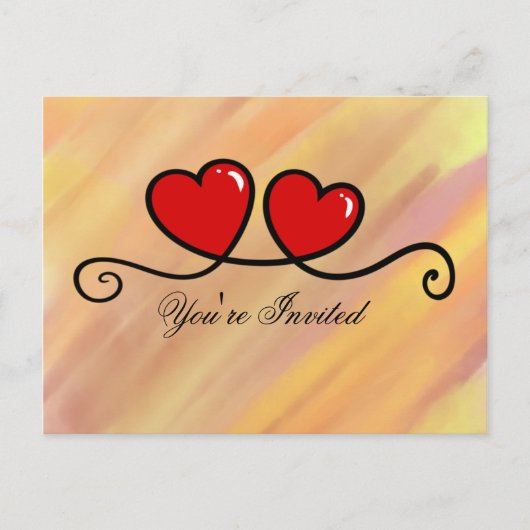 Je bent uitgenodigd - Hartjes Uitnodiging Briefkaart (Voorkant)
