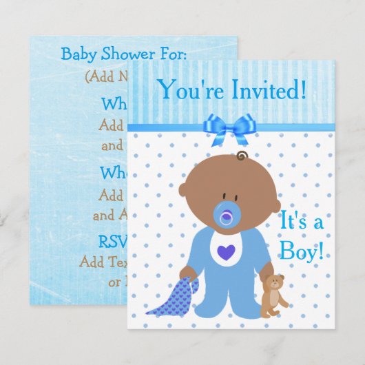 Je bent uitgenodigd, het is een Boy Baby shower ui Kaart (Voorkant / Achterkant)
