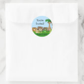 Je bent uitgenodigd! Jungel-Baby shower Ronde Sticker (Tas)