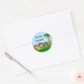 Je bent uitgenodigd! Jungel-Baby shower Ronde Sticker (Envelop)