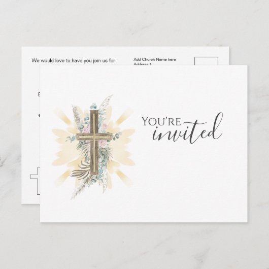 Je bent uitgenodigd Kerk Briefkaart (Voorkant / Achterkant)